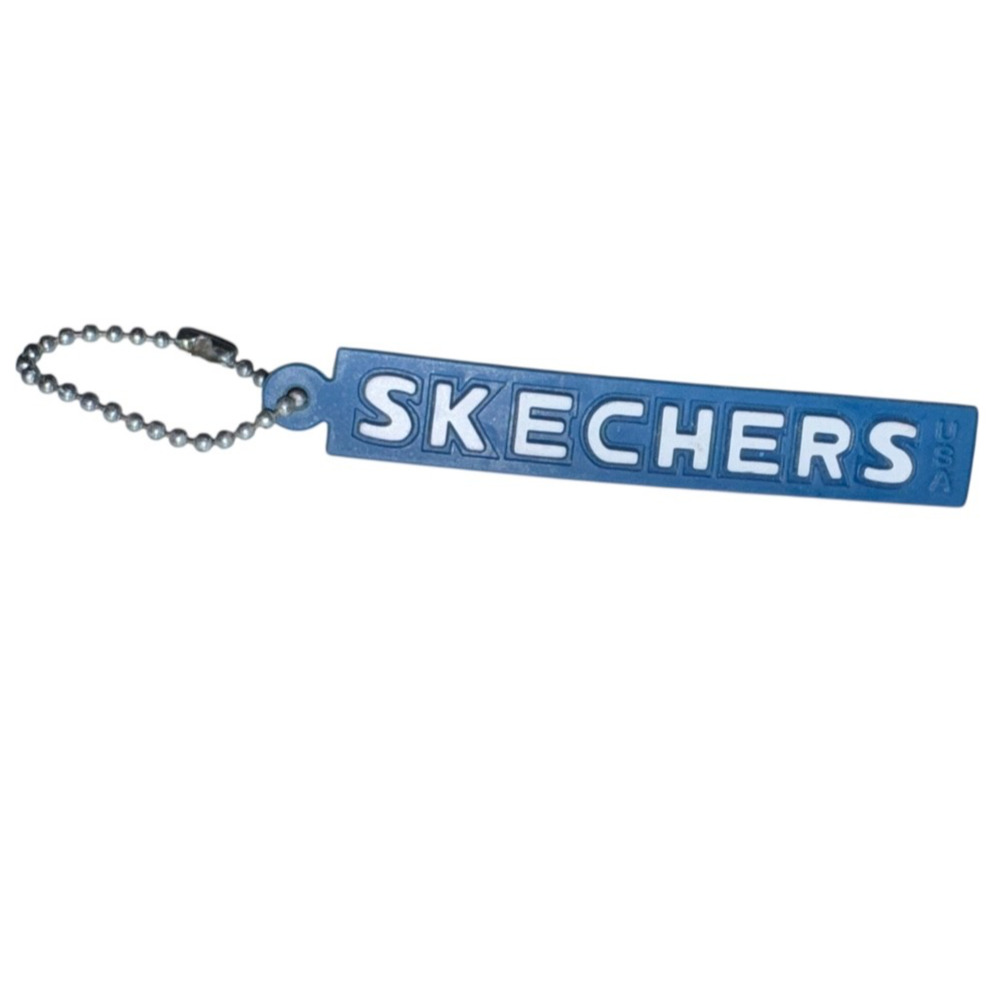 Skechers USA Rubber Keychain Tag Blue Logo Promo Shoe Accessory Ball Chain VTG ?